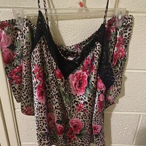 Secret Treasures Pink Floral Leopard sleep wear